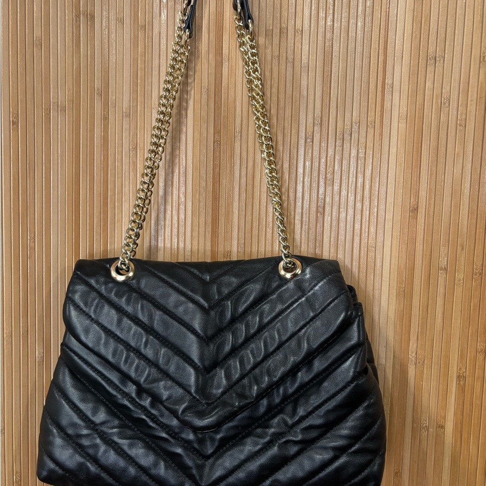 Black Quilted Chain Shoulder Bag